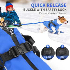 PcEoTllar Winter Dog Coat with Harness, Waterproof Reflective Dog Winter Jacket, Thick Fleece Snowsuit Christmas Vest for Small Dogs 8-11 lbs, Black
