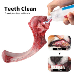PcEoTllar Dog Toys for Aggressive Chewers, 1 Soft Rubber & 1 Nylon Dog Chew Bones, Medium, 2 Pack