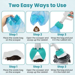 PcEoTllar Dog Pooper Scooper for Large Small Dogs, Dog Poop Waste Pick up Shovel, Includes Bag and Attachment Green