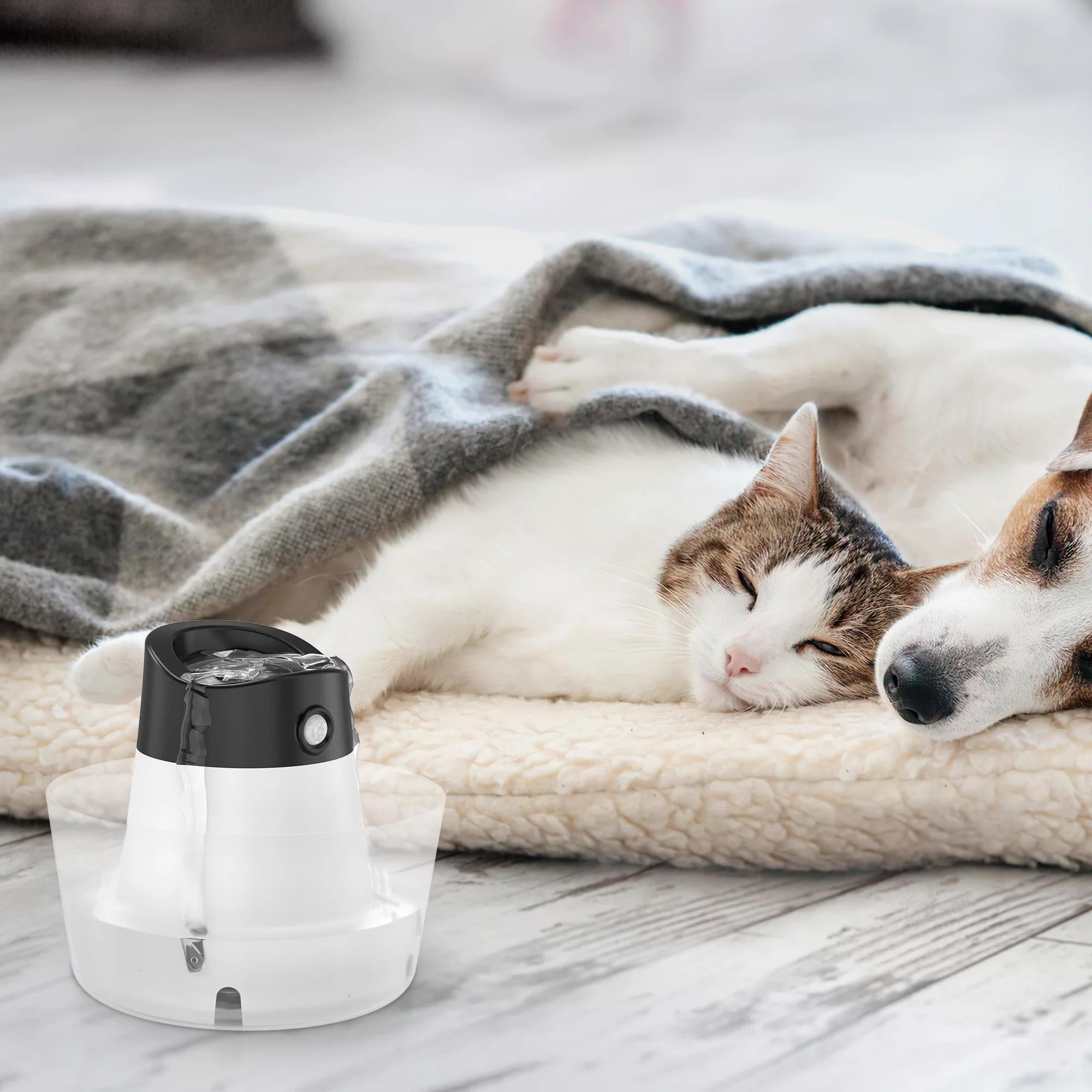 PcEoTllar Cat Water Fountain, Automatic Rechargeable Pet Water Dispenser for Cats and Dogs, Black