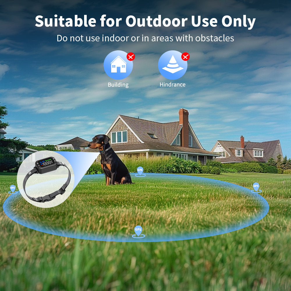 PcEoTllar GPS Wireless Dog Fence Collar, Electric Dog Fence with GPS, Beep/Vibration/Shock, Black