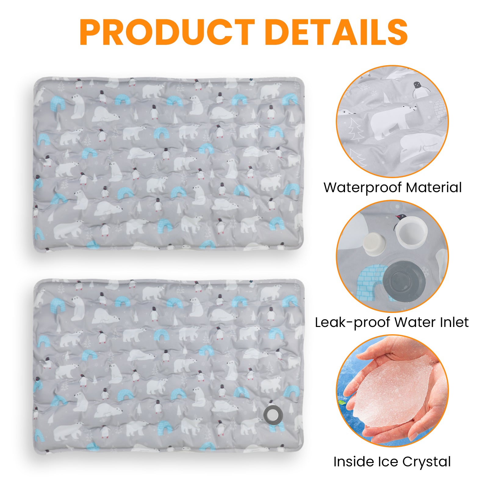 PcEoTllar Dog Cooling Mat, Ice Cooling Pad for Dogs and Cats, Water Injection Cooling Dog Bed Mats for Home, Travel and Crates - XL