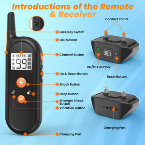 PcEoTllar Shock Collar for 2 Dogs, 4 Modes Beep Vibration Shock Dog Training Collar, IPX7 Waterproof Dog Bark Collar for Training Small Medium Large Dogs
