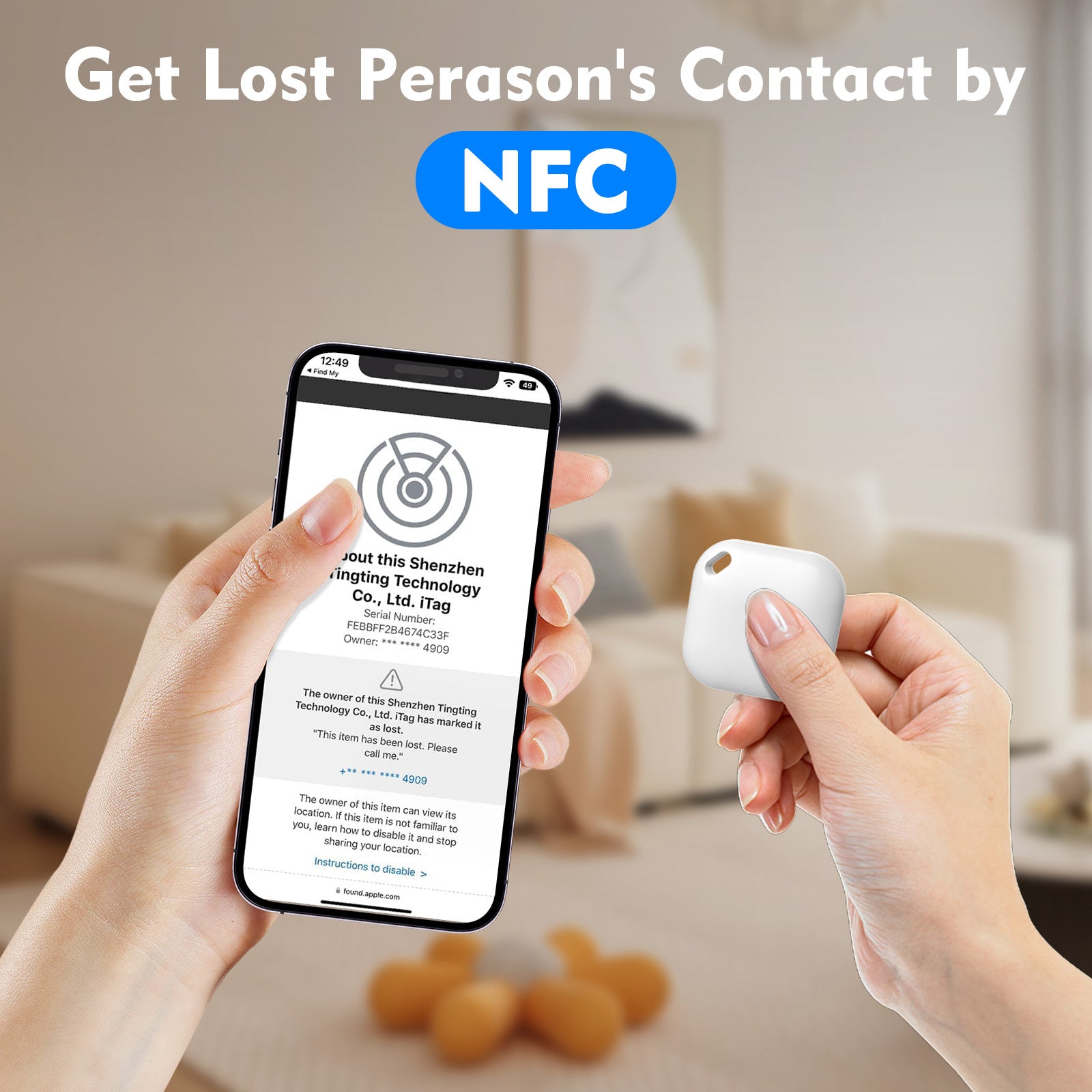 PcEoTllar Bluetooth Tracker, Keys Finder and Item Locator for Apple IOS Find My - 2 Pack - White
