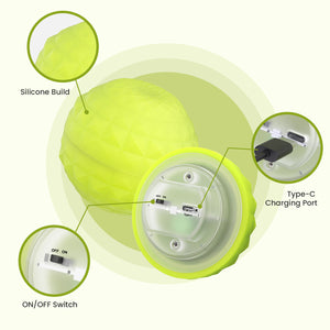 Light Up Dog Ball, Rechargeable LED Dog Toy Ball, Waterproof Durable Fetch Ball Grow in The Dark, Night Glowing Toy, Natural Rubber, Color Changing LED, Green