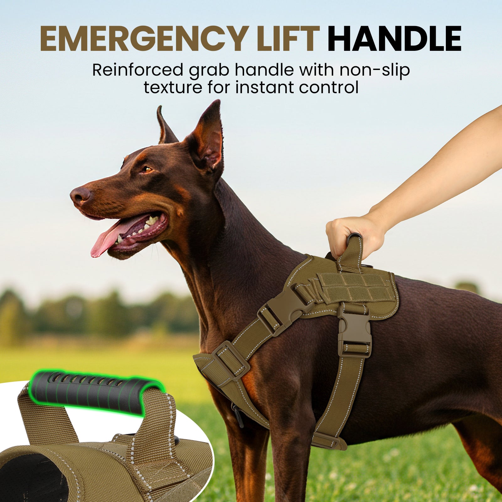PcEoTllar No Pull Dog Harness for Small Dogs, Reflective Dog Vest Harness with Handle, Adjustable Easy on Dog Harness for Training Running Walking