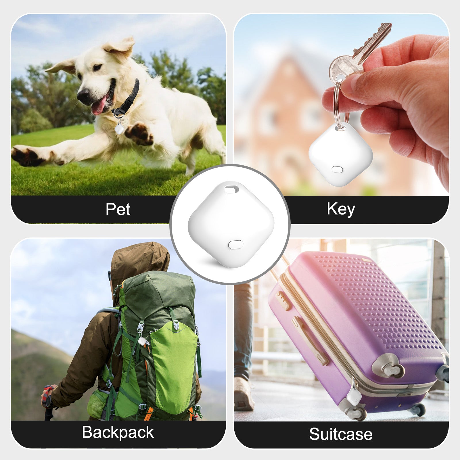 PcEoTllar Bluetooth Tracker, Keys Finder and Item Locator for Apple IOS Find My - 2 Pack - White
