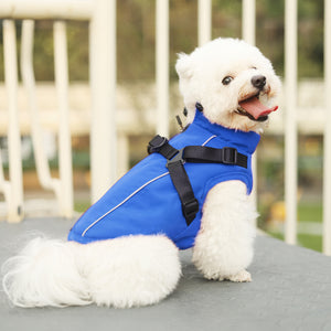 PcEoTllar Winter Dog Coat with Harness, Waterproof Reflective Dog Winter Jacket, Thick Fleece Snowsuit Christmas Vest for Small Dogs 8-11 lbs, Black