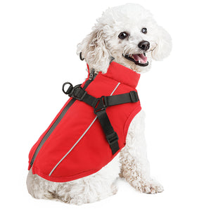 PcEoTllar Winter Dog Coat with Harness, Waterproof Reflective Dog Winter Jacket, Thick Fleece Snowsuit Christmas Vest for Small Dogs 8-11 lbs, Black