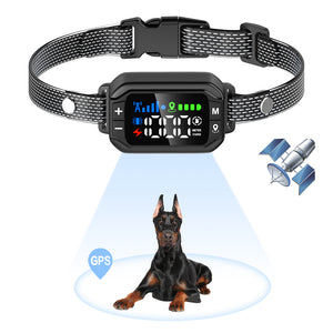PcEoTllar GPS Wireless Dog Fence Collar, Electric Dog Fence with GPS, Beep/Vibration/Shock, Black