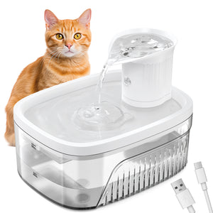 PcEoTllar Cat Water Fountain Battery Operated, 84OZ/2.5L Wireless Pet Water Fountain for Cats, Cat Fountain with Motion Sensor, Ultra Quiet Pump, White