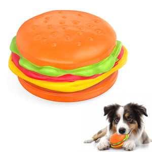 PcEoTllar Squeaky Dog Toys for Aggressive Chewers, Hamburger Indestructible Dog Toys Natural Rubber, Interactive Tough Dog Chew Crocodile Toy for Medium Large Dogs