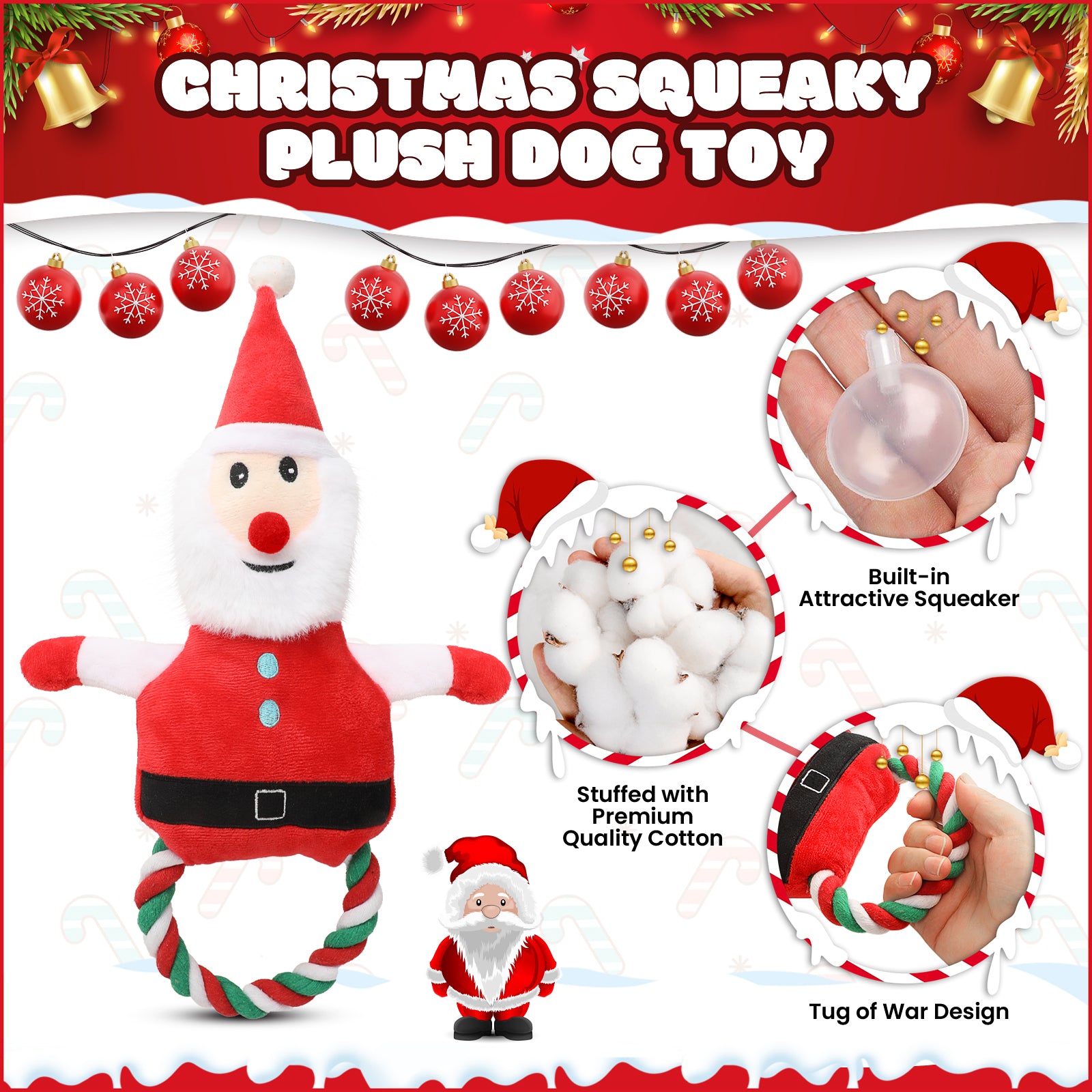 10 pack Dog Toys for Aggressive Chewers, PcEoTllar Squeaky Plush Dog Rope Toys, Puppy Chew Toys, Xmas Pet Gifts for Small Medium Large Dogs