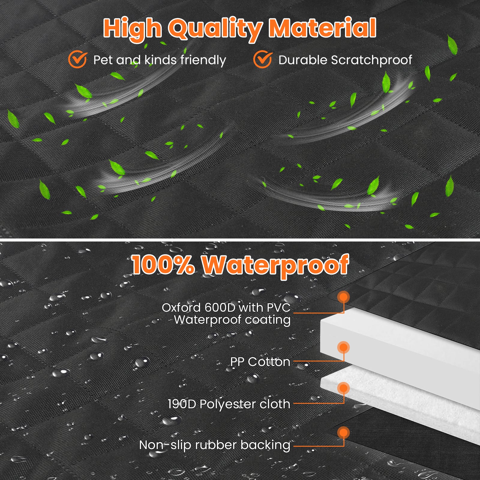 PcEoTllar Dog Car Seat Cover for Back Seat, Waterproof Seat Cover Hammock 600D Heavy Duty Nonslip Soft Back Seat Covers for Cars Trucks and SUVs