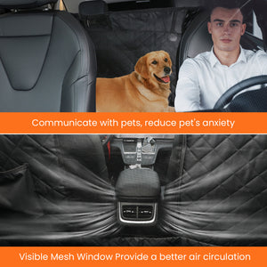 PcEoTllar Dog Car Seat Cover for Back Seat, Waterproof Pet Seat Cover Protector with Mesh Window, Nonslip Dog Hammock for Cars, Trucks, SUVs, Jeeps, Black