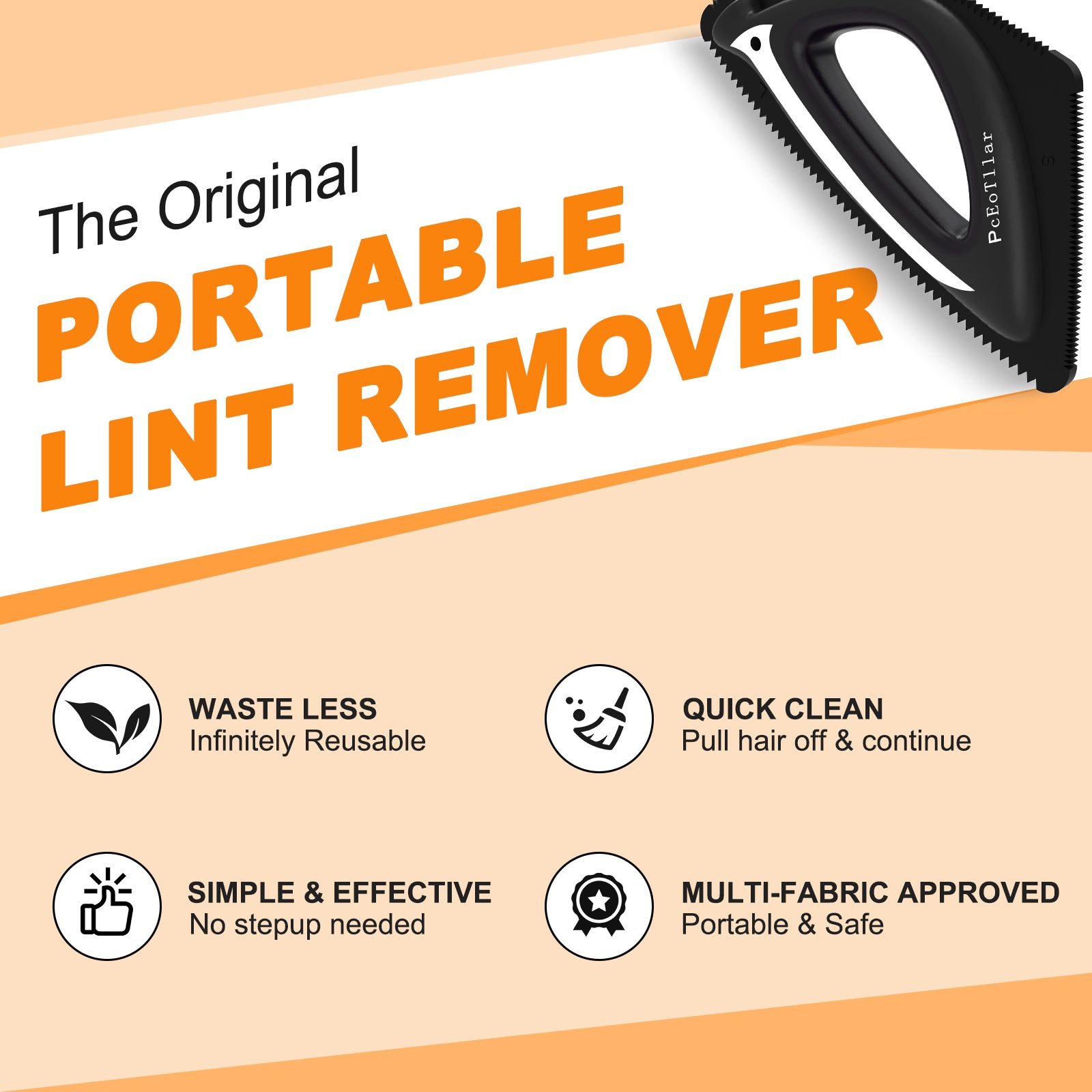 PcEoTllar Pet Hair Remover, Reusable Dog and Cat Hair Remover Brush for Furniture,Car,Carpet - Black