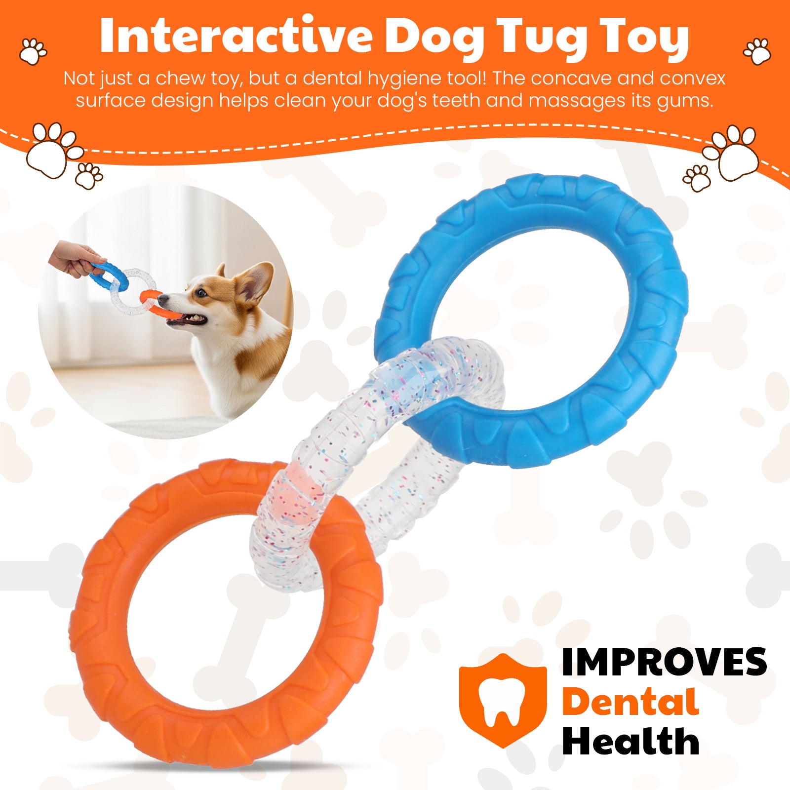 7 Pack Dog Chew Toys Puppy Toys, 3-Ring Tuff Tug Dog Toy, Plush Dog Squeak Toy, Teething Dog Rope Toys, for Puppies Small Medium Dogs