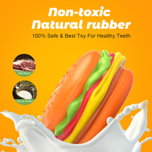 PcEoTllar Squeaky Dog Toys for Aggressive Chewers, Hamburger Indestructible Dog Toys Natural Rubber, Interactive Tough Dog Chew Crocodile Toy for Medium Large Dogs