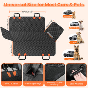 PcEoTllar Dog Car Seat Cover for Back Seat, Waterproof Seat Cover Hammock 600D Heavy Duty Nonslip Soft Back Seat Covers for Cars Trucks and SUVs