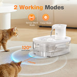 Load image into Gallery viewer, PcEoTllar Cat Water Fountain Battery Operated, 84OZ/2.5L Wireless Pet Water Fountain for Cats, Cat Fountain with Motion Sensor, Ultra Quiet Pump, White
