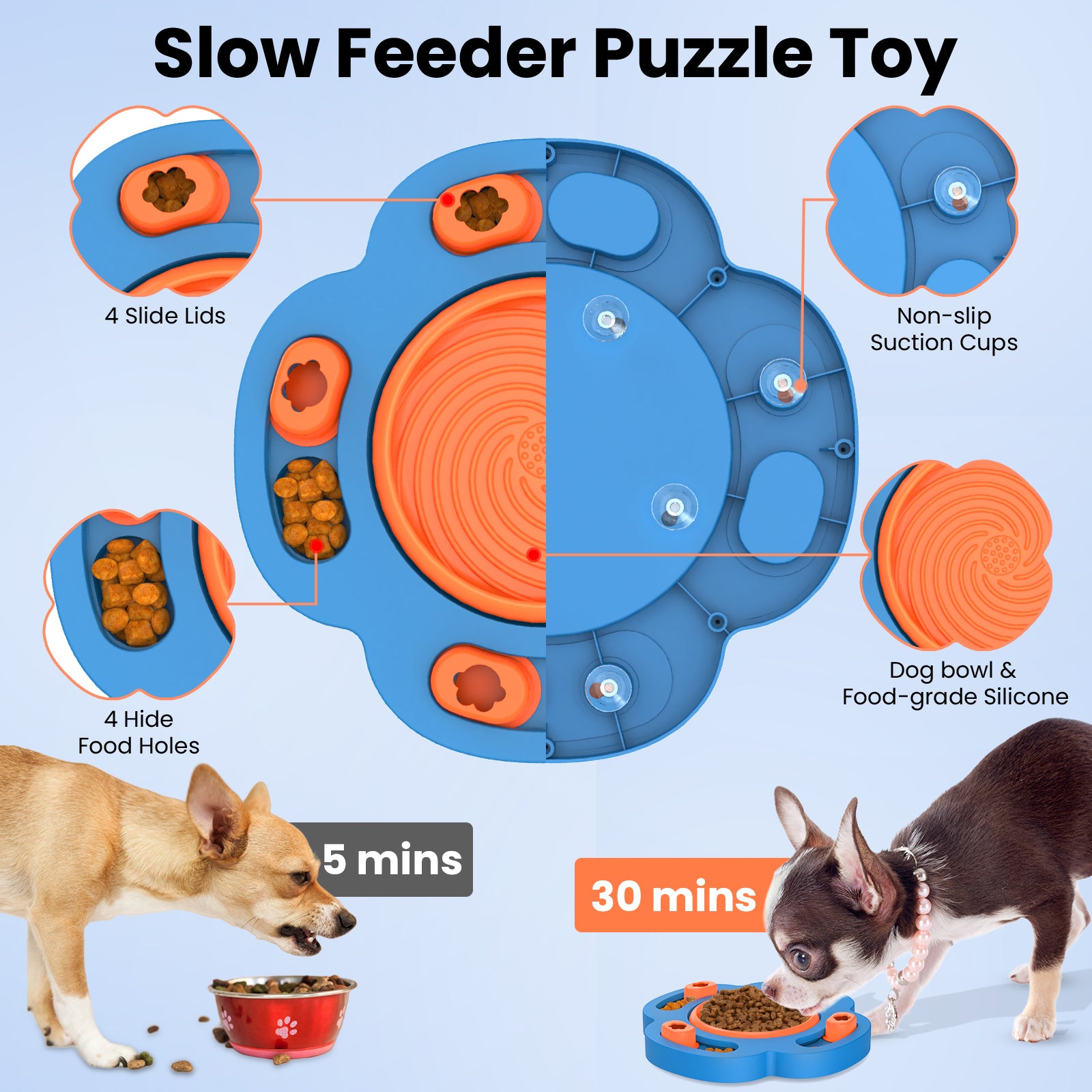 PcEoTllar Dog Puzzle Toys, Silicone Slow Feeder Dog Bowls, Dog Food Treat Feeding Toys for IQ Training, Dog Entertainment Toys for All Breeds