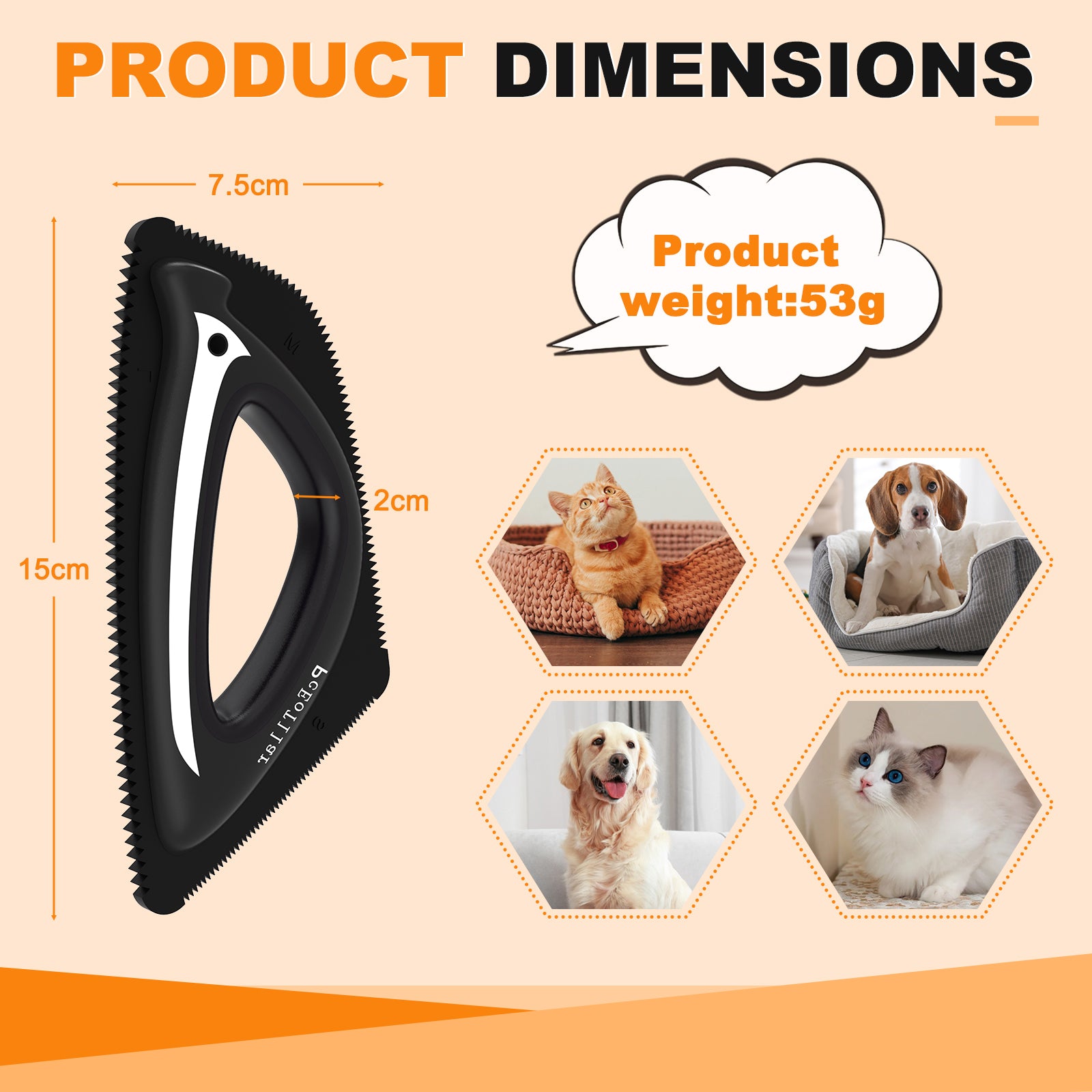 PcEoTllar Pet Hair Remover, Reusable Dog and Cat Hair Remover Brush for Furniture,Car,Carpet - Black