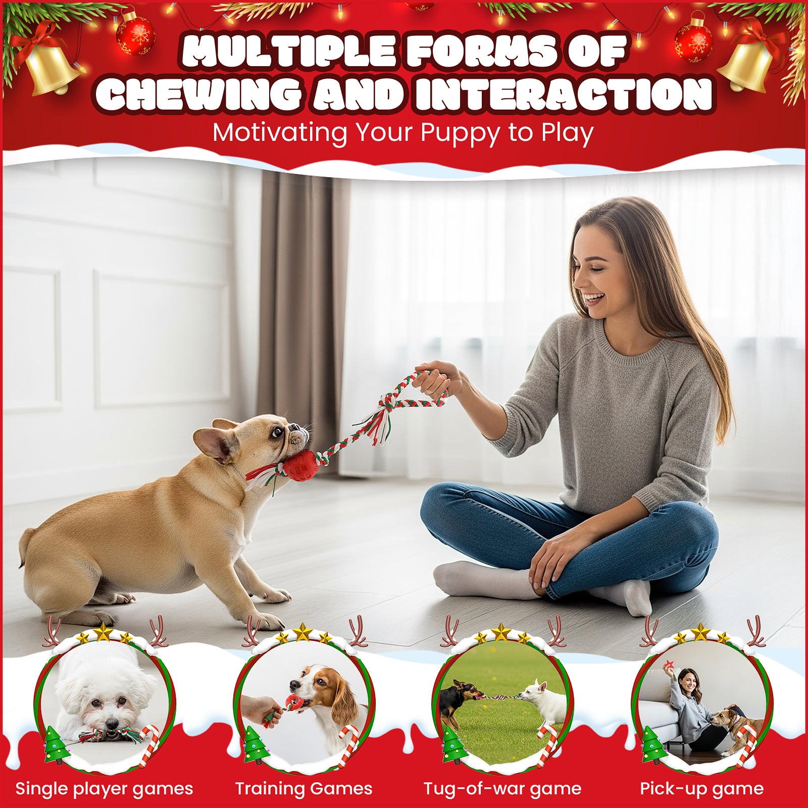 10 pack Dog Toys for Aggressive Chewers, PcEoTllar Squeaky Plush Dog Rope Toys, Puppy Chew Toys, Xmas Pet Gifts for Small Medium Large Dogs
