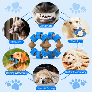 PcEoTllar Dog Chew Toy for Aggressive Chewers, Interactive Ring Dog Toys for Chewing Teething, Blue