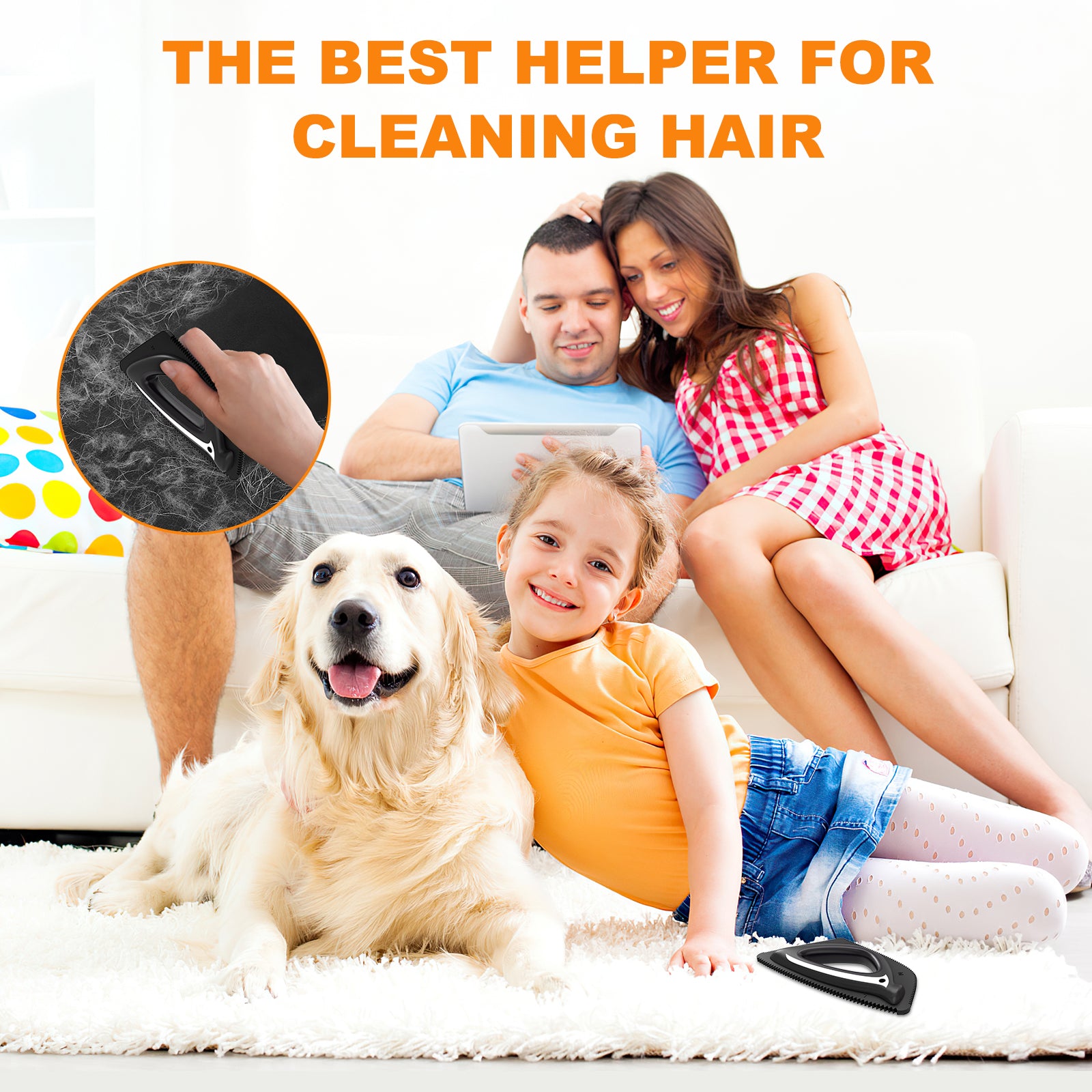 PcEoTllar Pet Hair Remover, Reusable Dog and Cat Hair Remover Brush for Furniture,Car,Carpet - Black