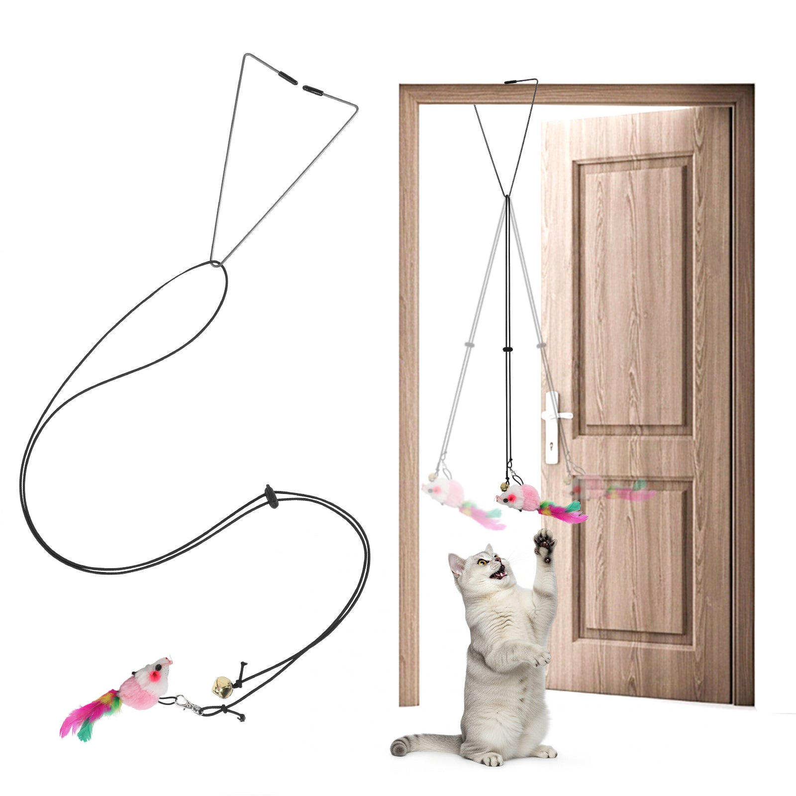 PcEoTllar Cat Toys Interactive for Indoor Cats, 13 Pcs Durable Fishing Pole Cats Feathers Toys, Cat Toys Saury Fish, Enhanced Suction Cup Cats Wand Toy, Door Hanging Cat String Toys for Indoor Kitten