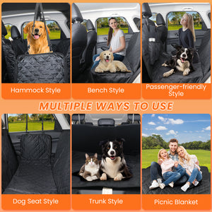 PcEoTllar Dog Car Seat Cover for Back Seat, Waterproof Pet Seat Cover Protector with Mesh Window, Nonslip Dog Hammock for Cars, Trucks, SUVs, Jeeps, Black