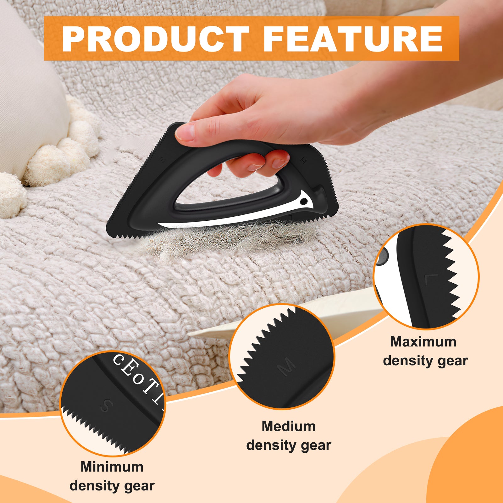 PcEoTllar Pet Hair Remover, Reusable Dog and Cat Hair Remover Brush for Furniture,Car,Carpet - Black