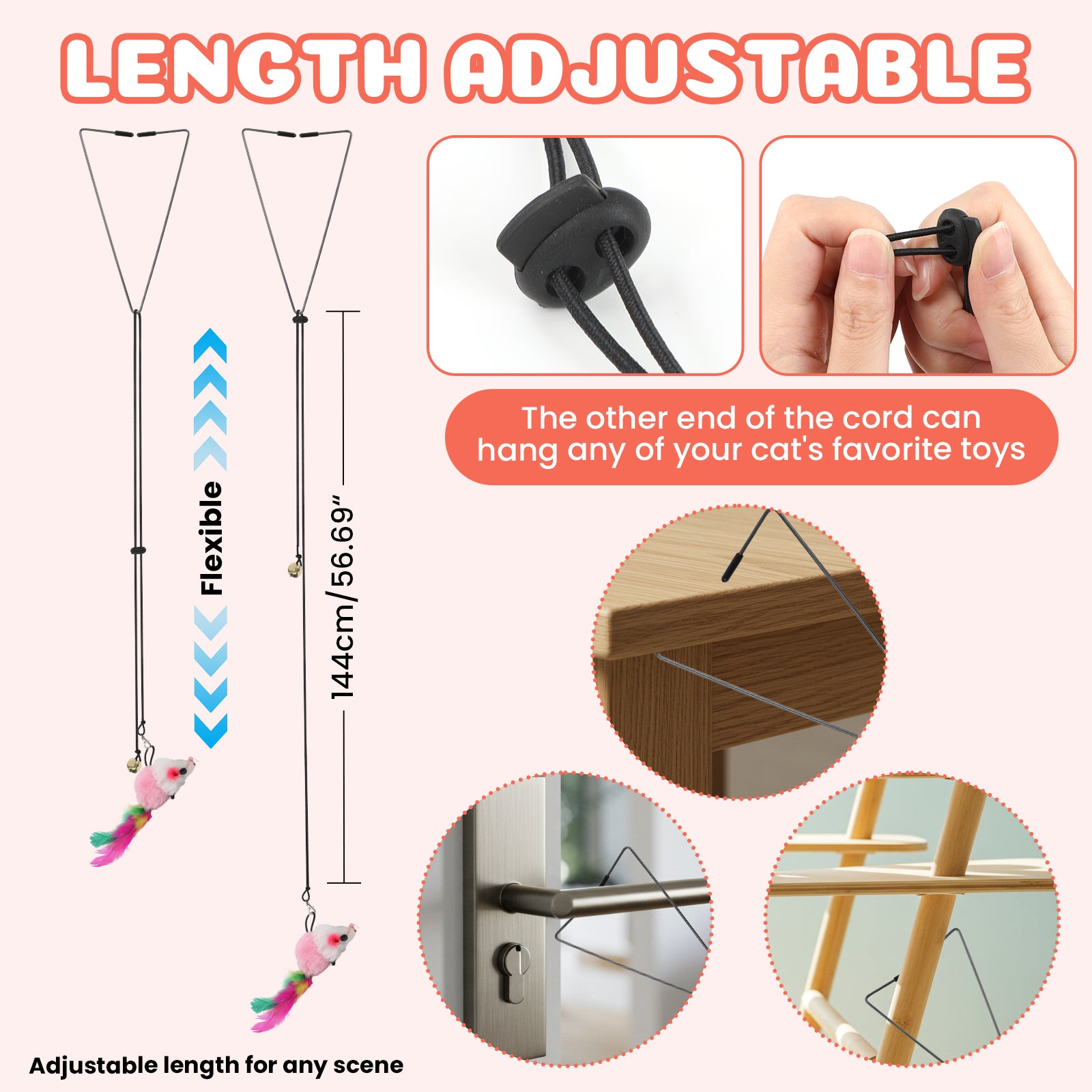 PcEoTllar Cat Toys Interactive for Indoor Cats, 13 Pcs Durable Fishing Pole Cats Feathers Toys, Cat Toys Saury Fish, Enhanced Suction Cup Cats Wand Toy, Door Hanging Cat String Toys for Indoor Kitten