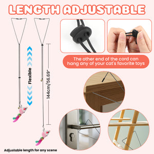 PcEoTllar Cat Toys Interactive for Indoor Cats, 13 Pcs Durable Fishing Pole Cats Feathers Toys, Cat Toys Saury Fish, Enhanced Suction Cup Cats Wand Toy, Door Hanging Cat String Toys for Indoor Kitten