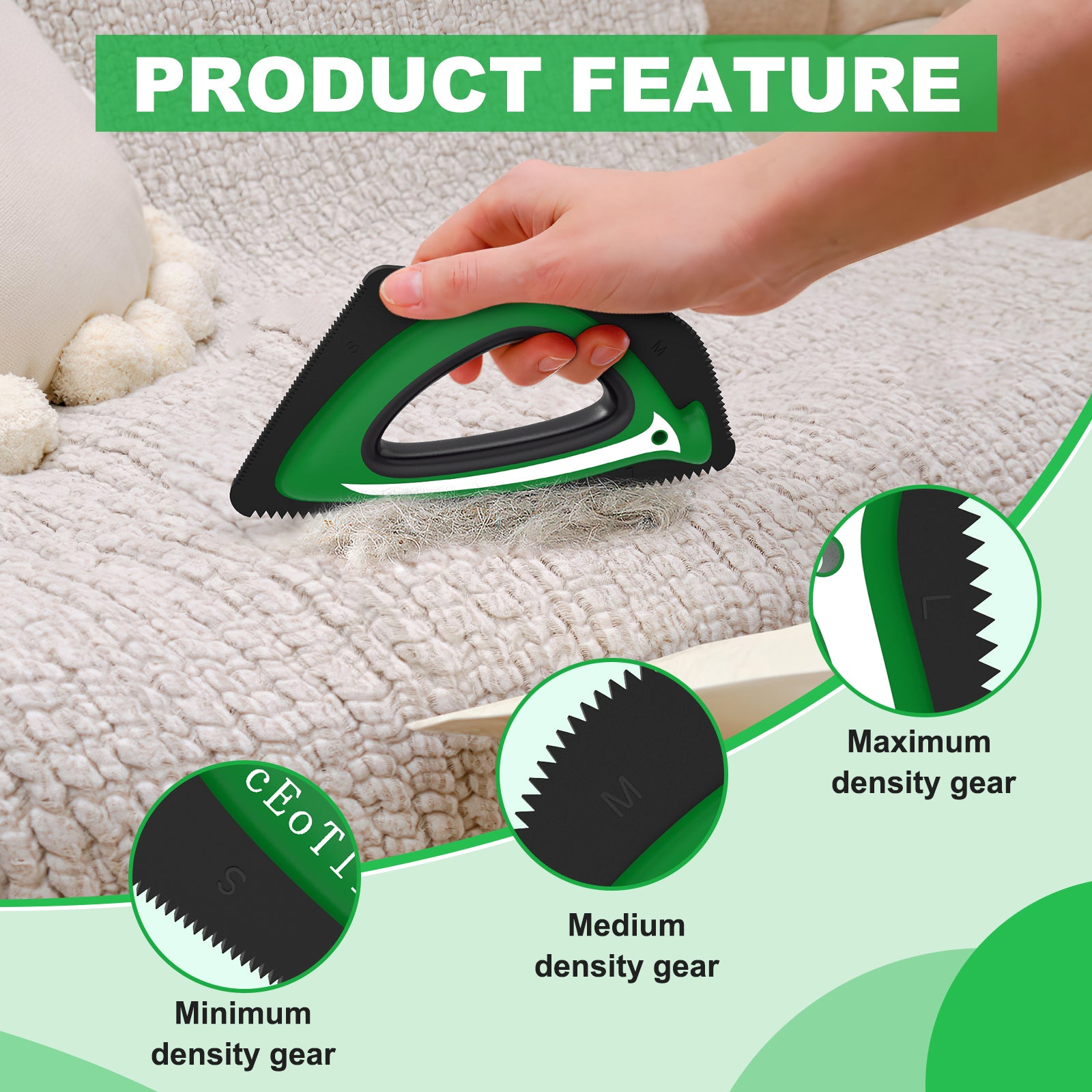 PcEoTllar Pet Hair Remover, Reusable Dog and Cat Hair Remover Brush for Furniture,Car,Carpet - Green
