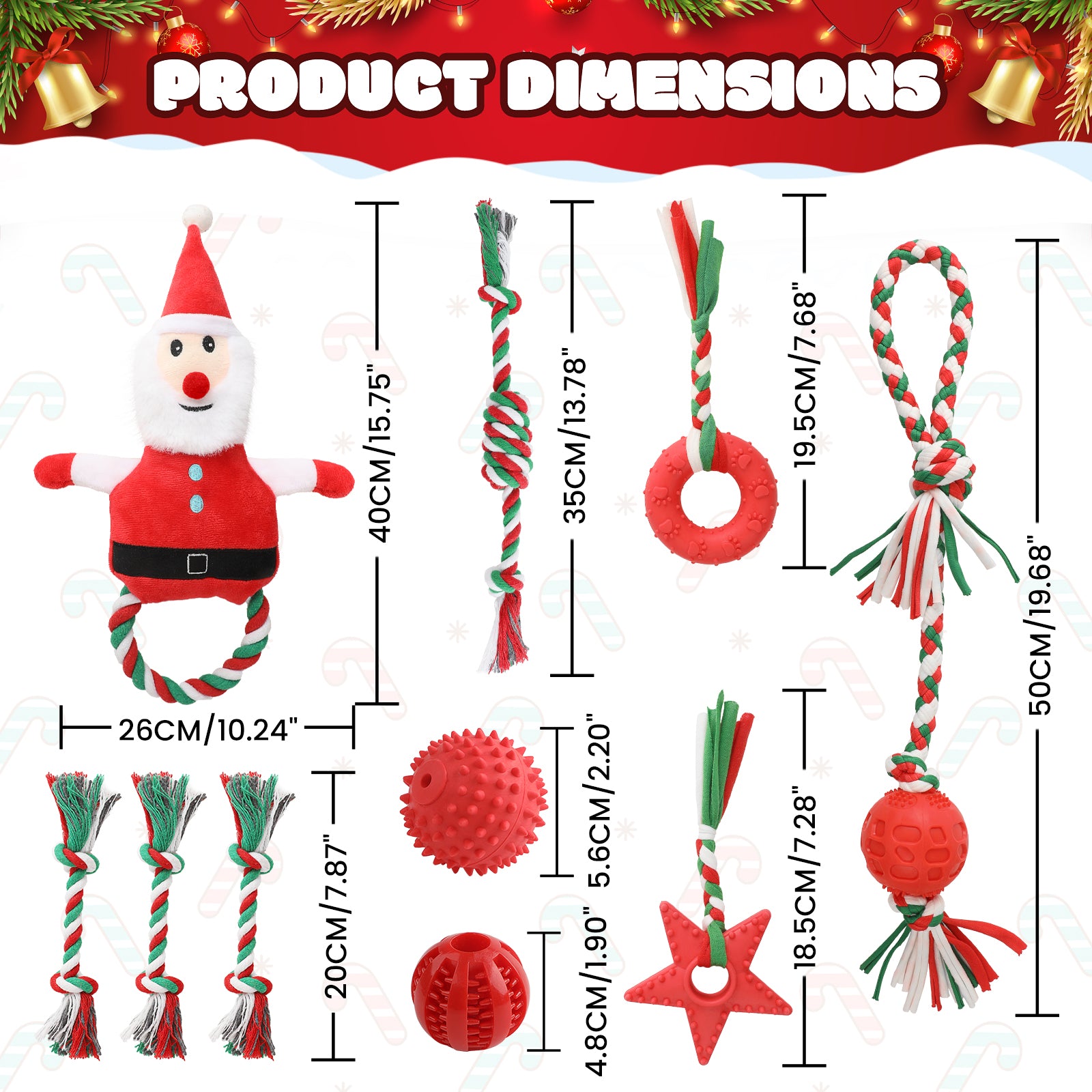 10 pack Dog Toys for Aggressive Chewers, PcEoTllar Squeaky Plush Dog Rope Toys, Puppy Chew Toys, Xmas Pet Gifts for Small Medium Large Dogs