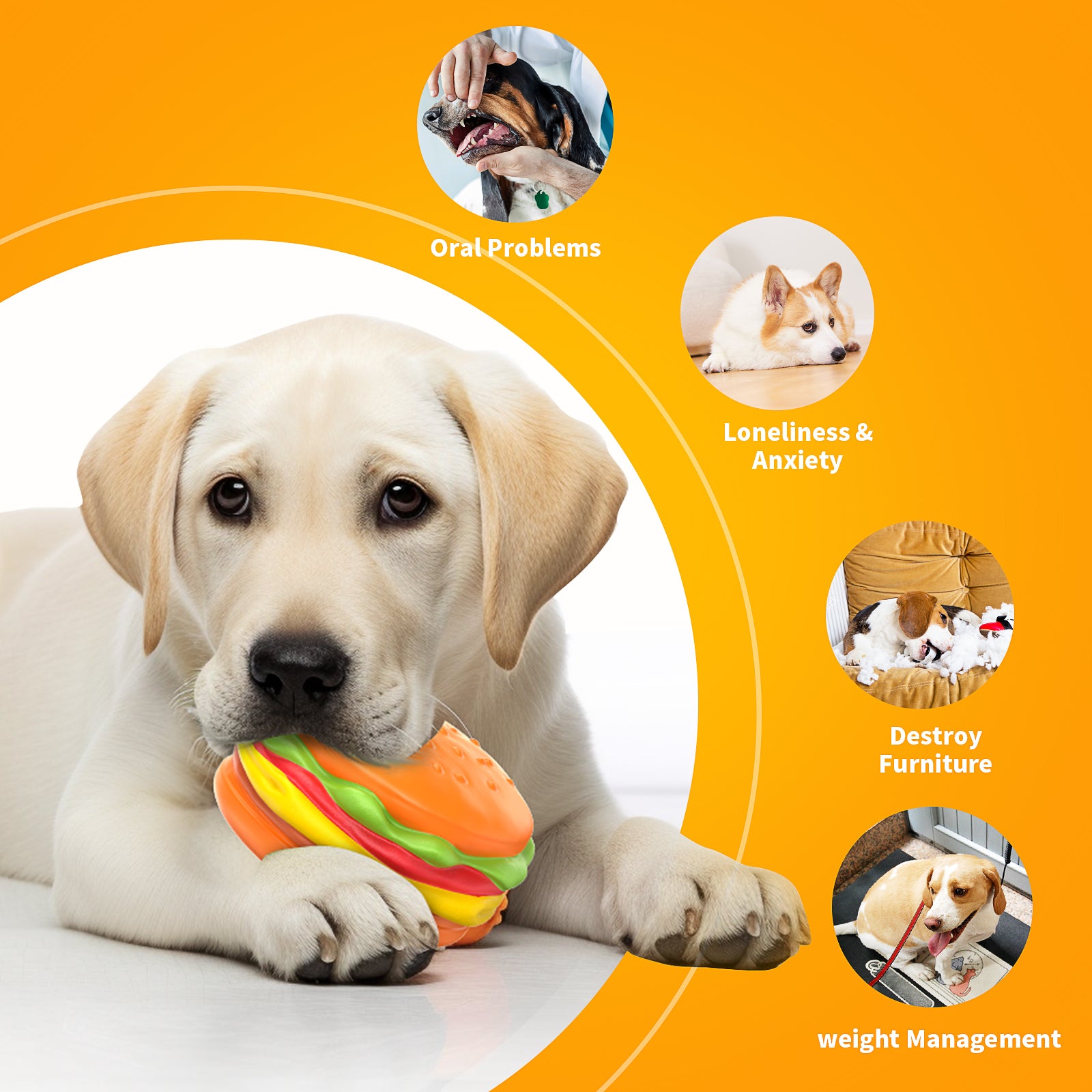 PcEoTllar Squeaky Dog Toys for Aggressive Chewers, Hamburger Indestructible Dog Toys Natural Rubber, Interactive Tough Dog Chew Crocodile Toy for Medium Large Dogs