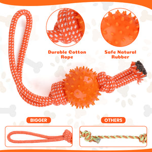 7 Pack Dog Chew Toys Puppy Toys, 3-Ring Tuff Tug Dog Toy, Plush Dog Squeak Toy, Teething Dog Rope Toys, for Puppies Small Medium Dogs