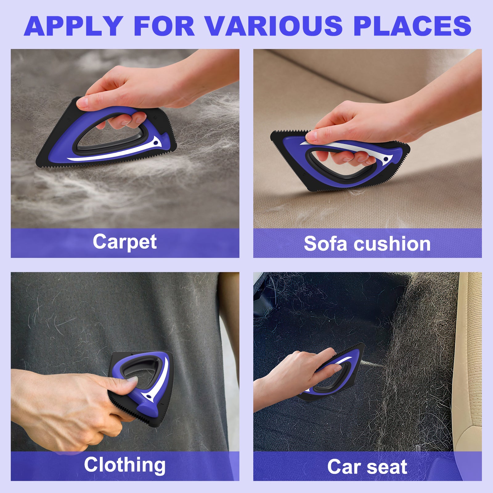 PcEoTllar Pet Hair Remover, Reusable Dog and Cat Hair Remover Brush for Furniture,Car,Carpet - Blue