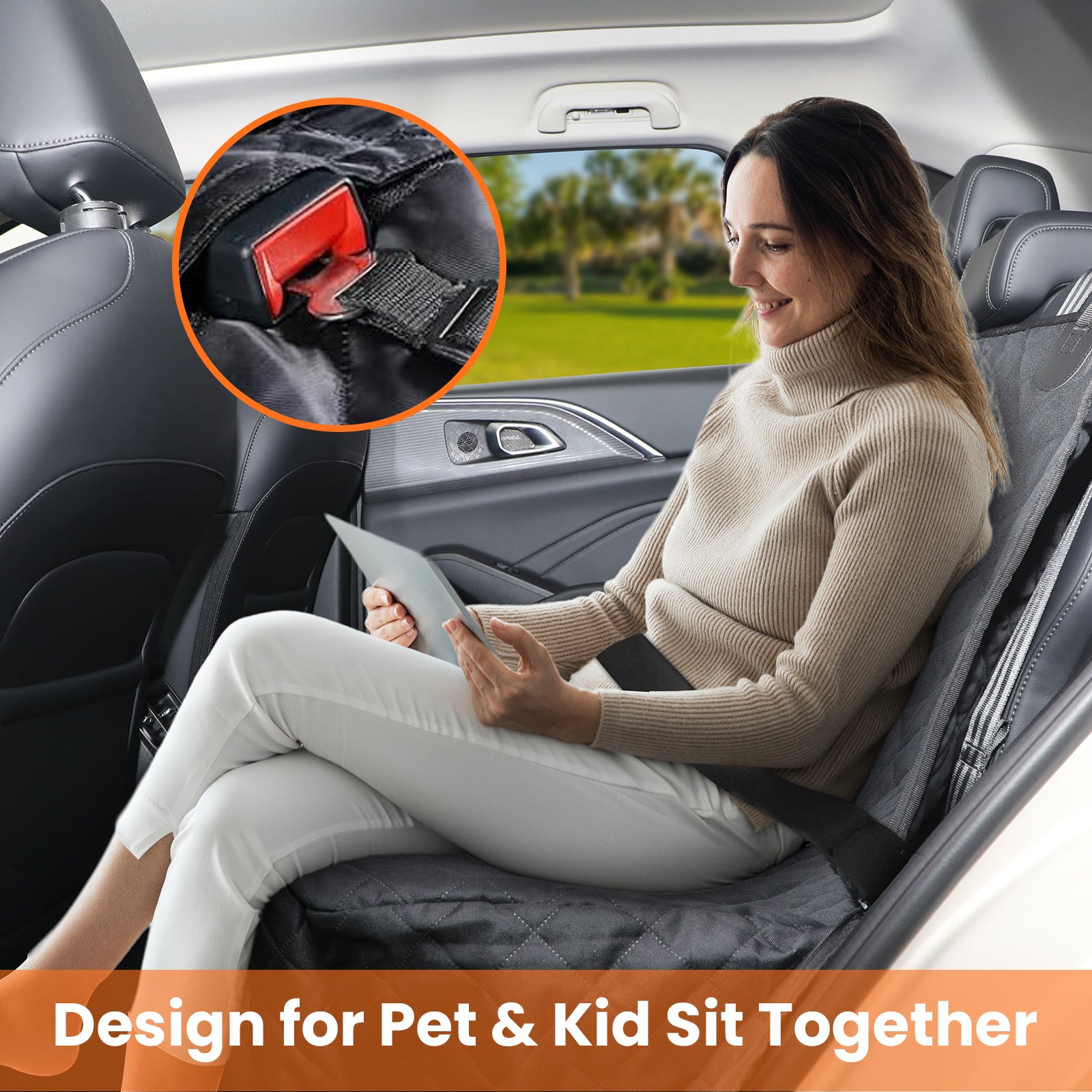PcEoTllar Dog Car Seat Cover for Back Seat, Waterproof Pet Seat Cover Protector with Mesh Window, Nonslip Dog Hammock for Cars, Trucks, SUVs, Jeeps, Black