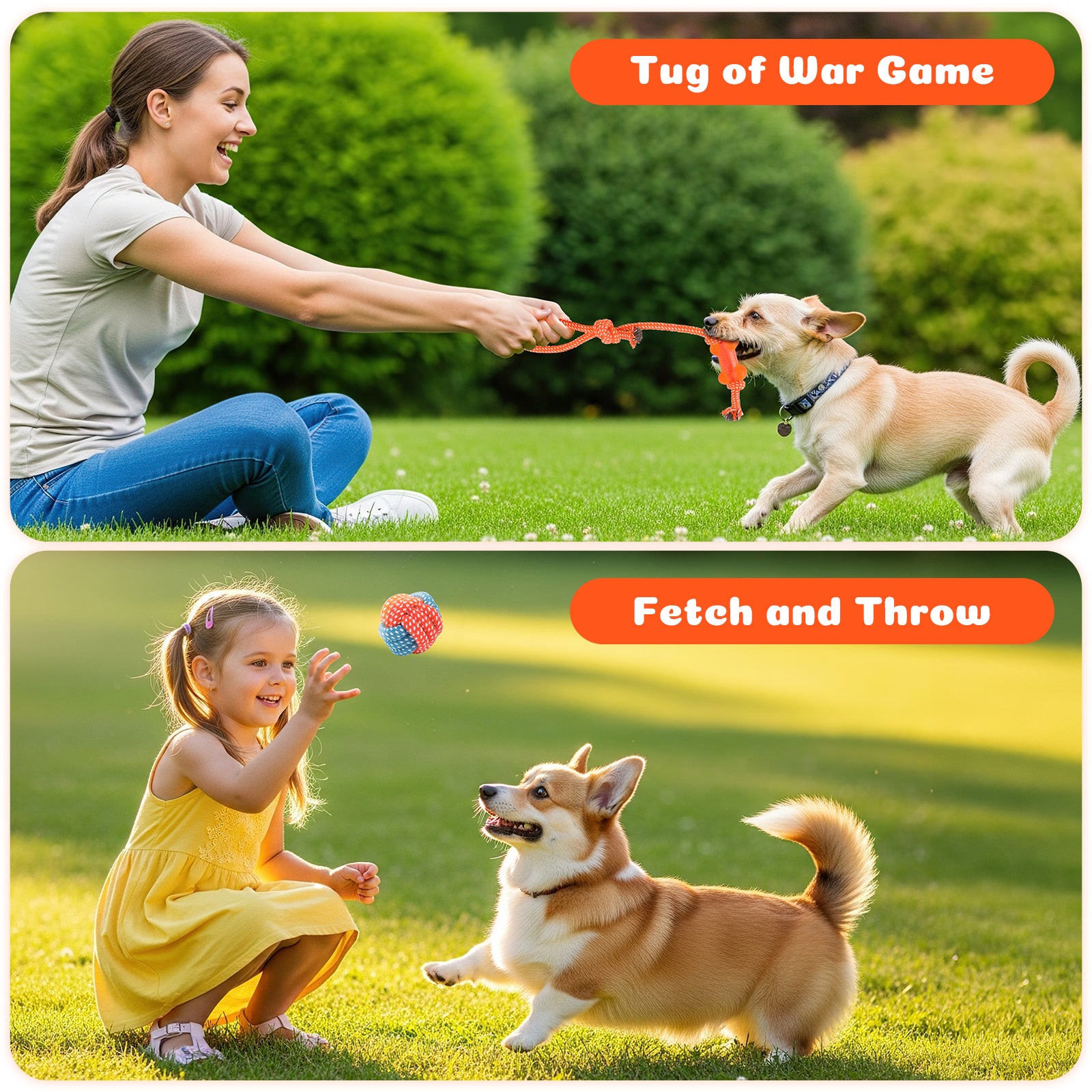 7 Pack Dog Chew Toys Puppy Toys, 3-Ring Tuff Tug Dog Toy, Plush Dog Squeak Toy, Teething Dog Rope Toys, for Puppies Small Medium Dogs