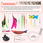 Load image into Gallery viewer, PcEoTllar Cat Toys Interactive for Indoor Cats, 13 Pcs Durable Fishing Pole Cats Feathers Toys, Cat Toys Saury Fish, Enhanced Suction Cup Cats Wand Toy, Door Hanging Cat String Toys for Indoor Kitten
