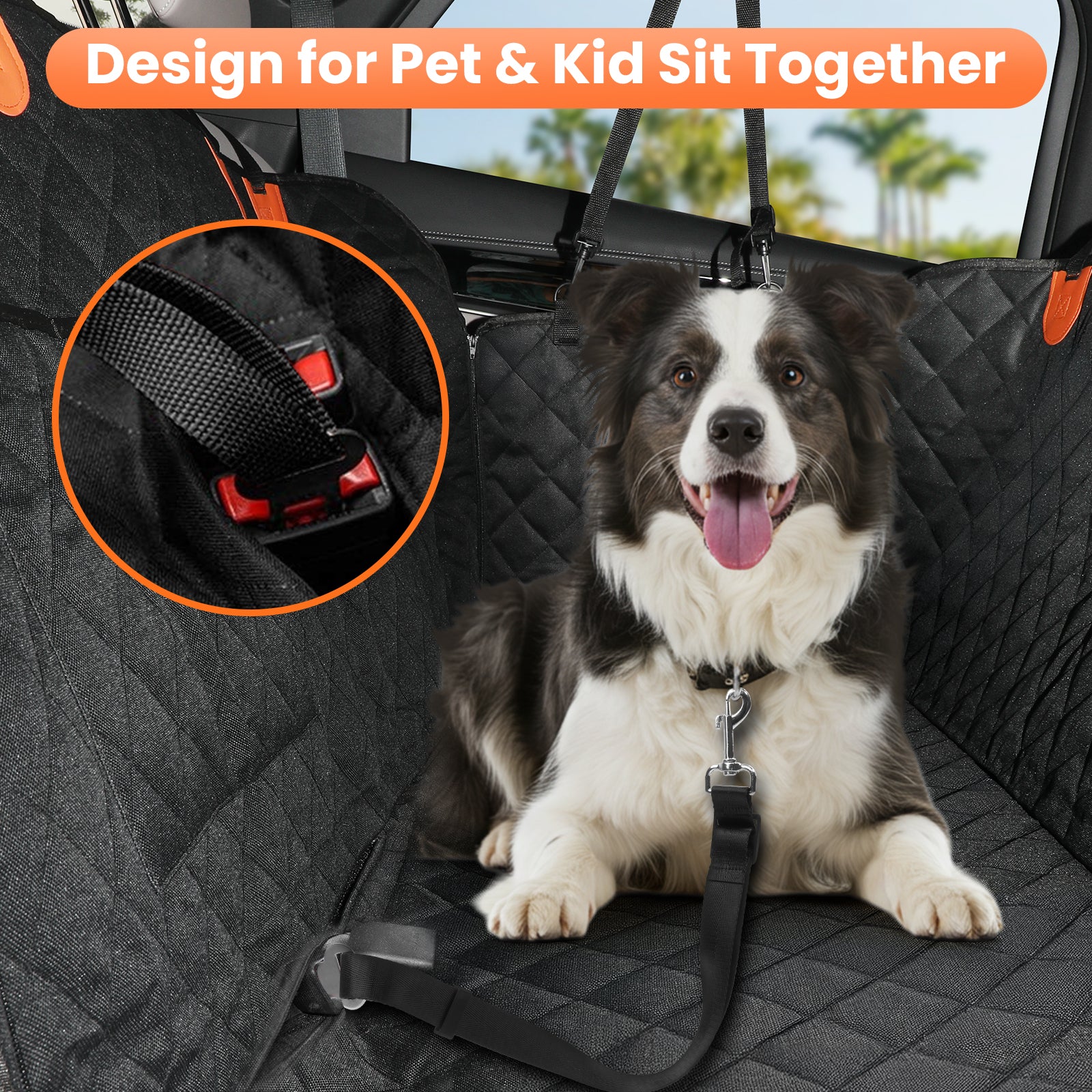 PcEoTllar Dog Car Seat Cover for Back Seat, Waterproof Seat Cover Hammock 600D Heavy Duty Nonslip Soft Back Seat Covers for Cars Trucks and SUVs