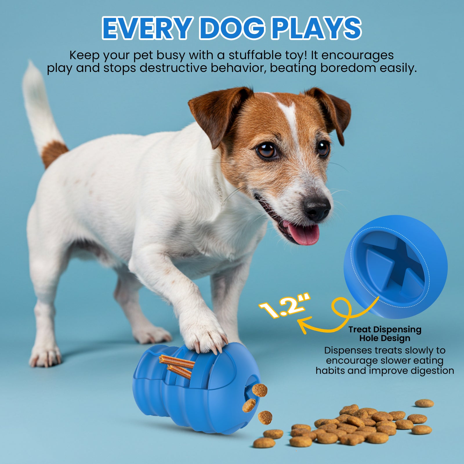 PcEoTllar Dog Chew Toys for Aggressive Chewers, Beef-Flavored Rubber Treat Dispensing Puzzle Toy for Medium & Large Dogs, Blue