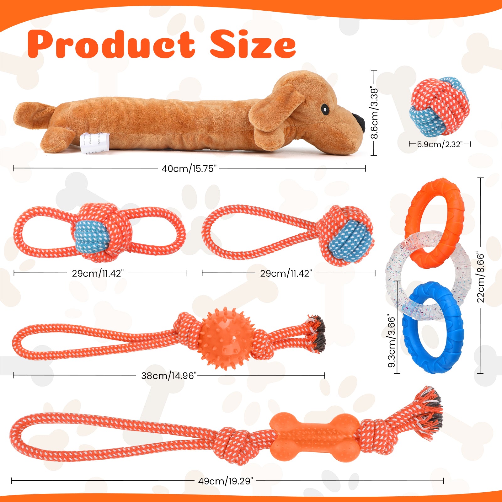 7 Pack Dog Chew Toys Puppy Toys, 3-Ring Tuff Tug Dog Toy, Plush Dog Squeak Toy, Teething Dog Rope Toys, for Puppies Small Medium Dogs