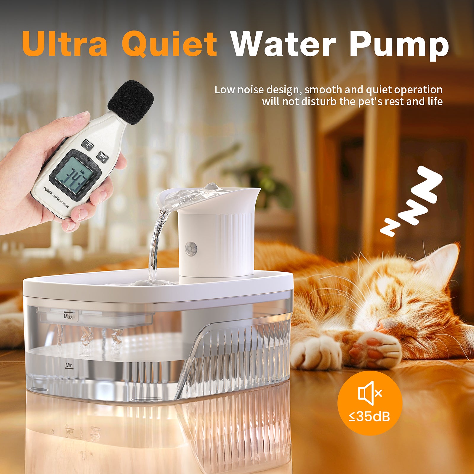 PcEoTllar Cat Water Fountain Battery Operated, 84OZ/2.5L Wireless Pet Water Fountain for Cats, Cat Fountain with Motion Sensor, Ultra Quiet Pump, White