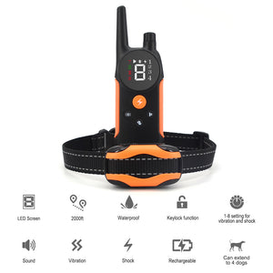 PcEoTllar Dog Training Collar with Beep, Vibration and Shock Training Modes for Small to Large Dogs, Waterproof Rechargeable Bark Collar, 2000ft Remote Range