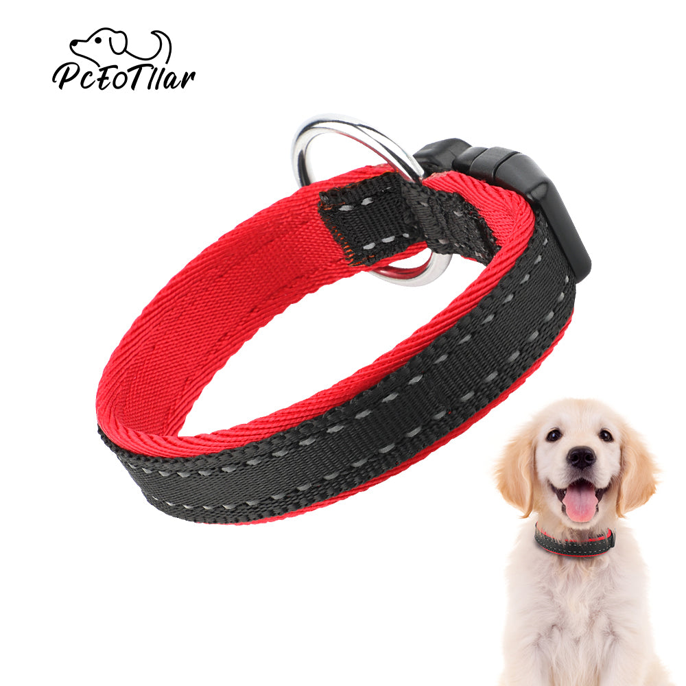 PcEoTllar Reflective Nylon Dog Collar - Adjustable Soft Classic Dog Collar with Quick Release Buckle for Puppy & Small Dogs (Orange)