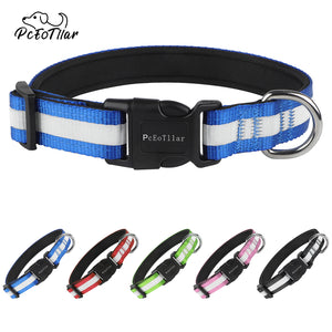 PcEoTllar Reflective Dog Collar - Ultra Soft Neoprene Padded Safety Nylon Collars with Buckle for Large Dogs