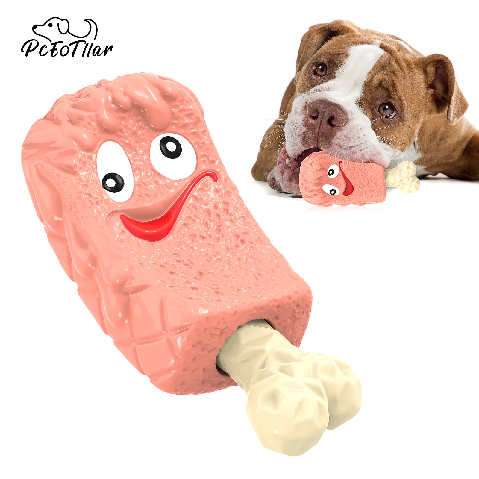 PcEoTllar Ice Cream Shape Dog Chew Toy, Fun Interactive Food Dispensing Dog Toys for Aggressive Super Chewers Small Medium Large Dogs (Yellow)